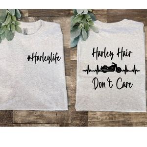 Harley hair don't care shirt cute motorcycle riding rider popular trending